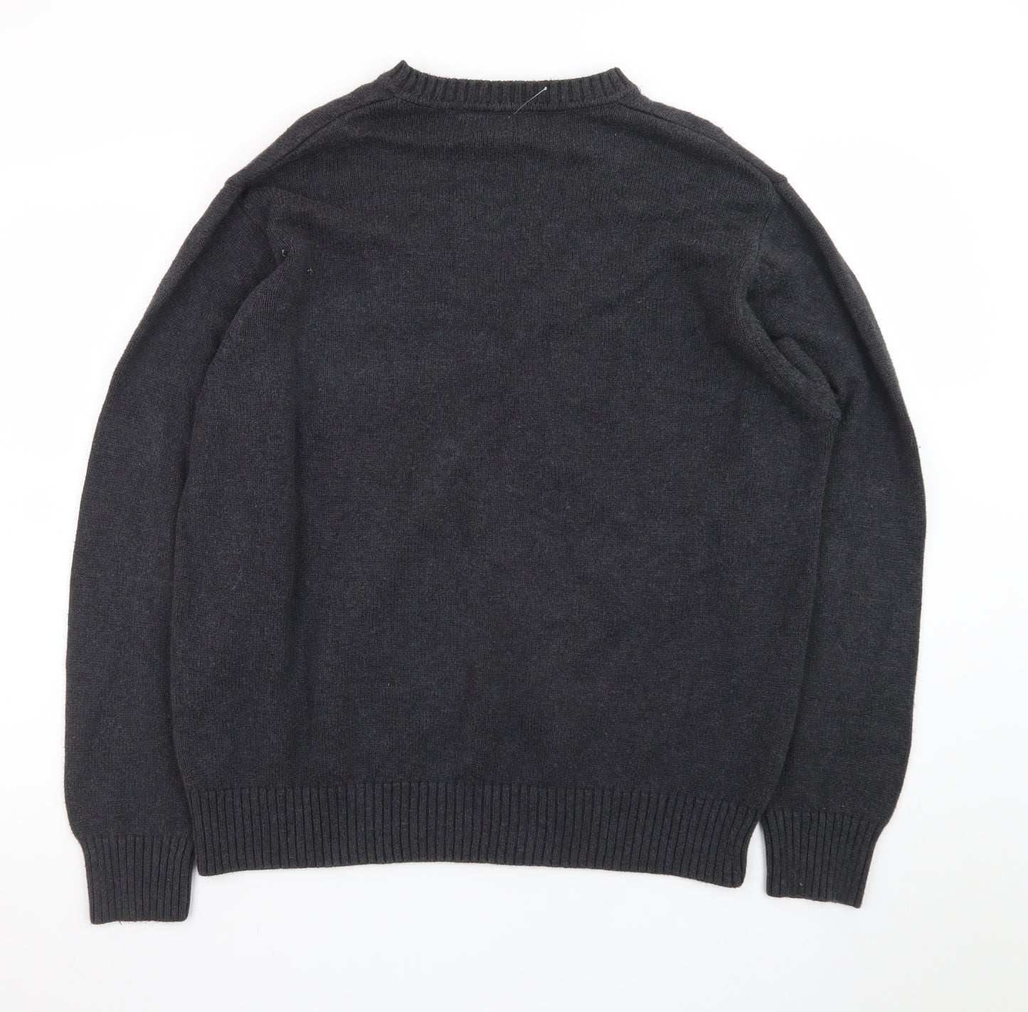 Dockers Men’s Grey Argyle Cotton Jumper XL Crew Neck Sweater