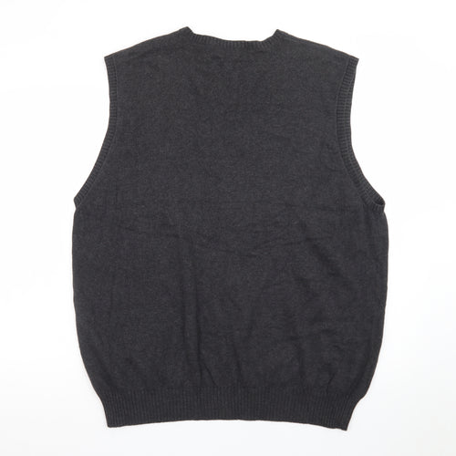 IZOD Men’s Grey Cotton Argyle Knit Sleeveless V-Neck Vest L