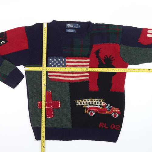 Ralph Lauren Men's Multicoloured Wool Hand Knit Graphic Jumper S