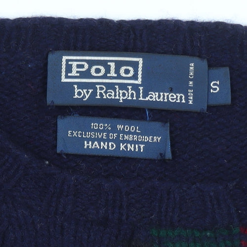 Ralph Lauren Men's Multicoloured Wool Hand Knit Graphic Jumper S