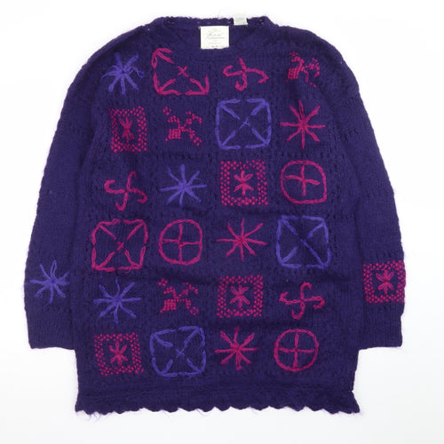 Cie Internationale Express Purple Mohair Blend Women's Large Handknit Jumper