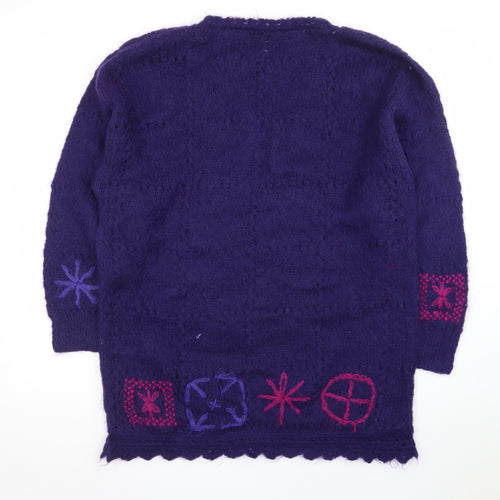 Cie Internationale Express Purple Mohair Blend Women's Large Handknit Jumper