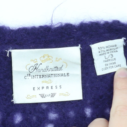 Cie Internationale Express Purple Mohair Blend Women's Large Handknit Jumper