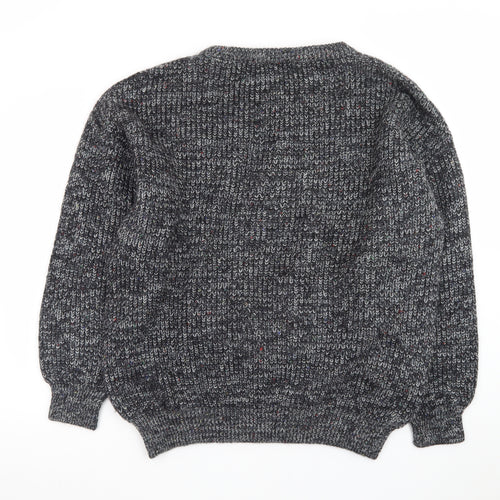 Fiume Men's Grey Argyle Wool Blend Chunky Knit Pullover Jumper XL