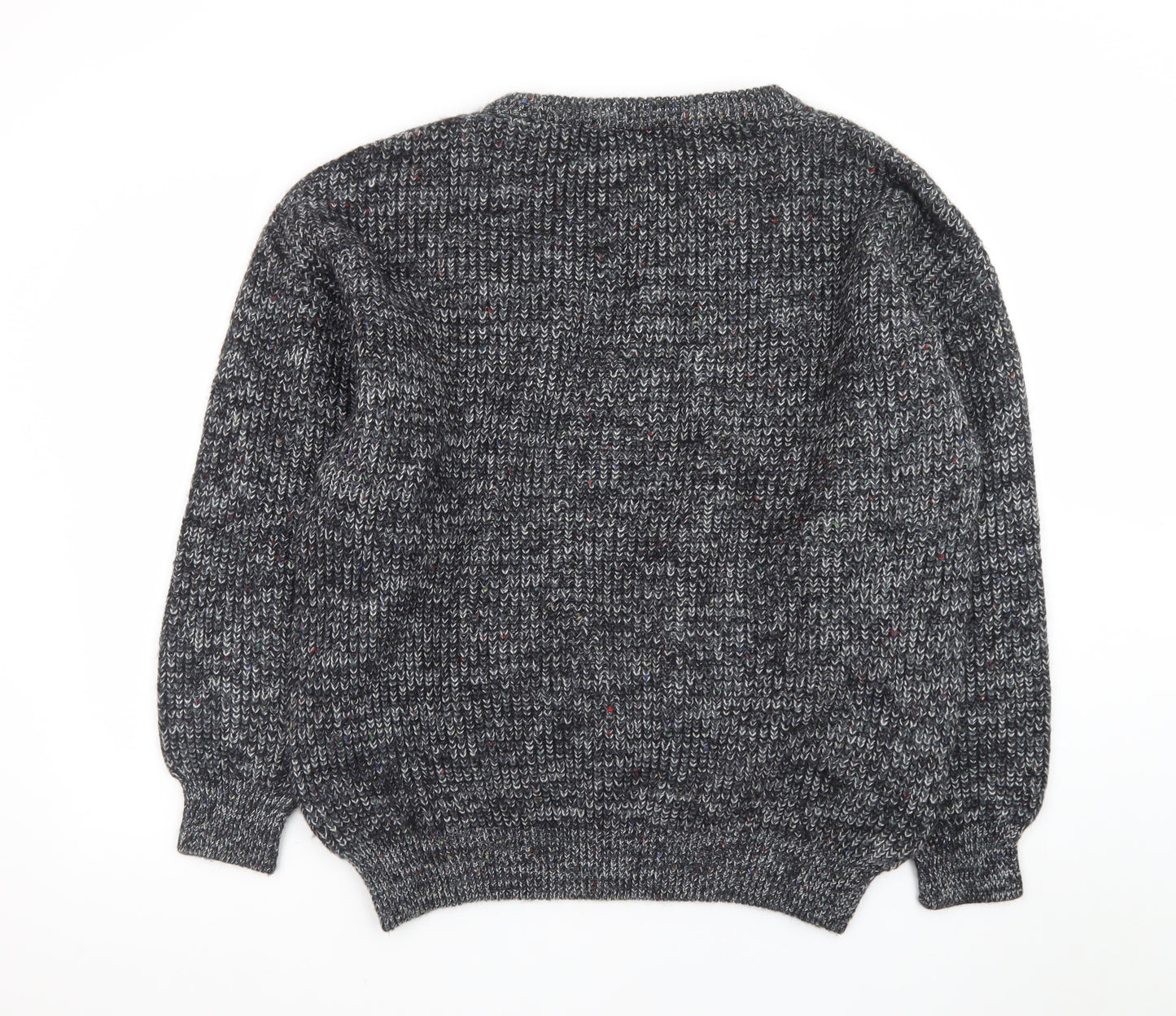 Fiume Men's Grey Argyle Wool Blend Chunky Knit Pullover Jumper XL