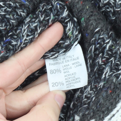 Fiume Men's Grey Argyle Wool Blend Chunky Knit Pullover Jumper XL