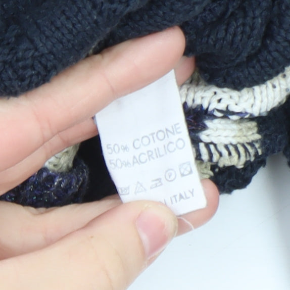 Westport Men's Blue Striped Cotton Blend Pullover Jumper Medium