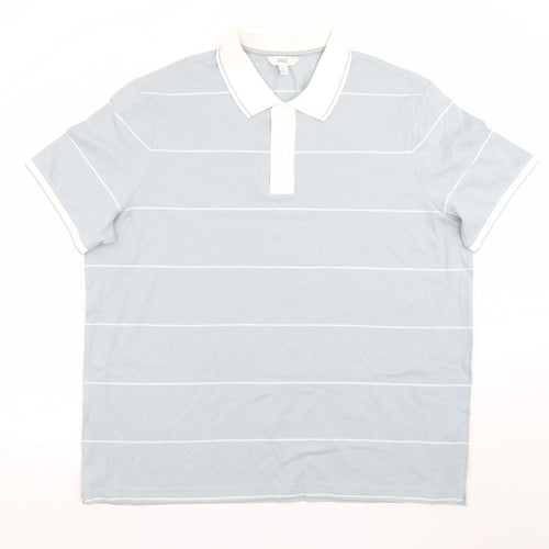 Marks and Spencer Men's Blue Striped 2XL Polo Shirt Regular Fit