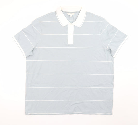 Marks and Spencer Men's Blue Striped 2XL Polo Shirt Regular Fit