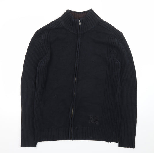 Red Wood Men's Black XL Full Zip High Neck Knit Jumper