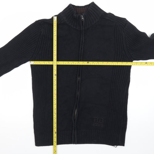 Red Wood Men's Black XL Full Zip High Neck Knit Jumper