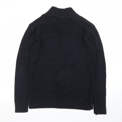 Red Wood Men's Black XL Full Zip High Neck Knit Jumper