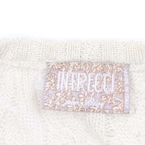 INTRECCI Women Ivory Mohair Blend Cable Knit Cardigan L