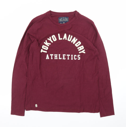 Tokyo Laundry Men's Red Long Sleeve Athletics T-Shirt Size M