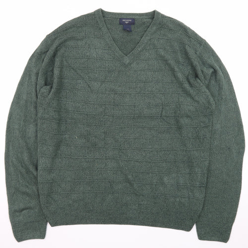 Dockers Men Green Acrylic V-Neck Pullover Jumper Size L