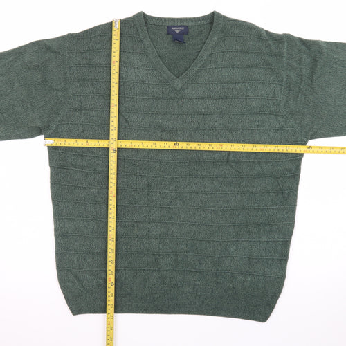 Dockers Men Green Acrylic V-Neck Pullover Jumper Size L