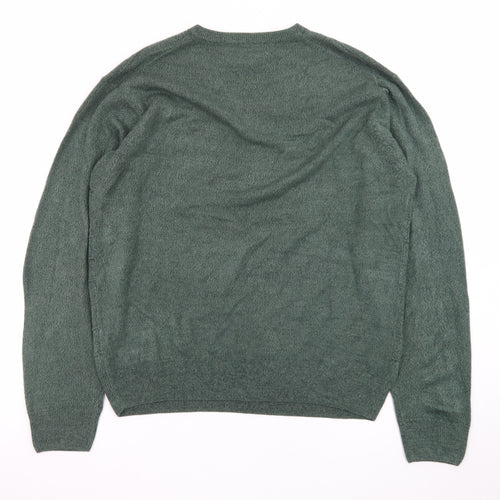 Dockers Men Green Acrylic V-Neck Pullover Jumper Size L