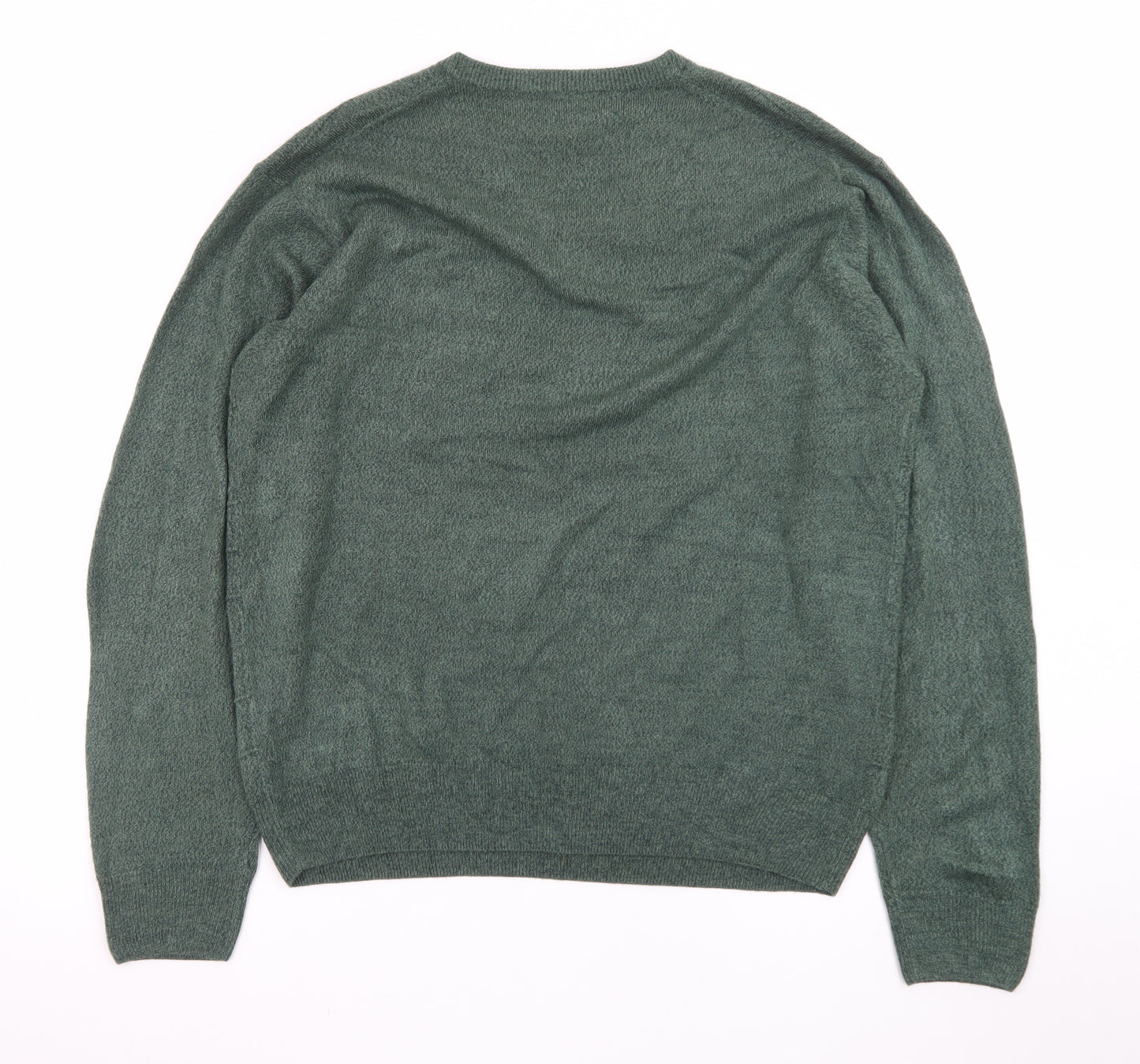 Dockers Men Green Acrylic V-Neck Pullover Jumper Size L