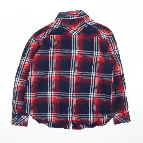 Stradivarius Mens Red Plaid Flannel Button-Up Shirt Size S