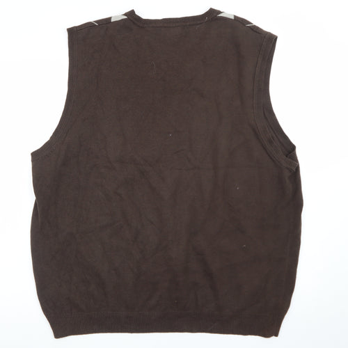 Van Heusen Men's Brown Argyle Cotton Sweater Vest XL