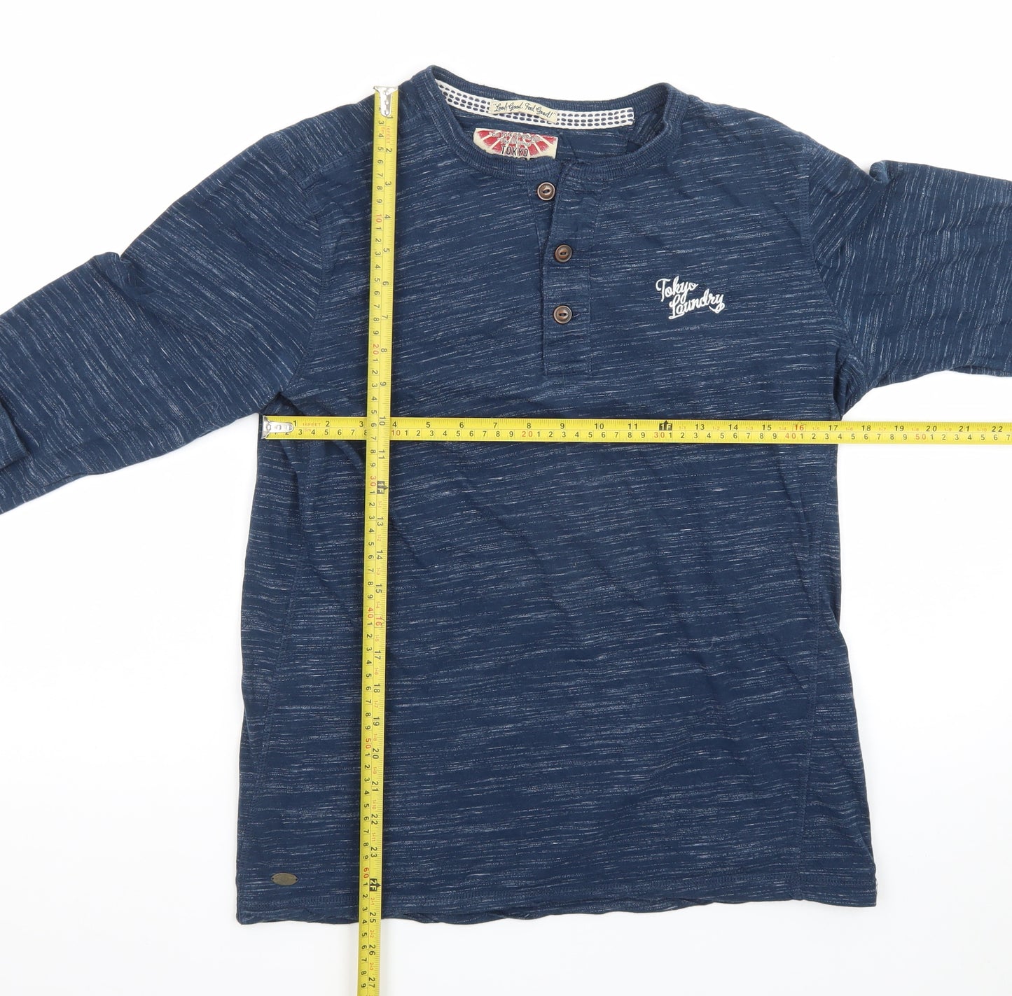 Tokyo Laundry Men's Blue Henley Long Sleeve T-Shirt Size M