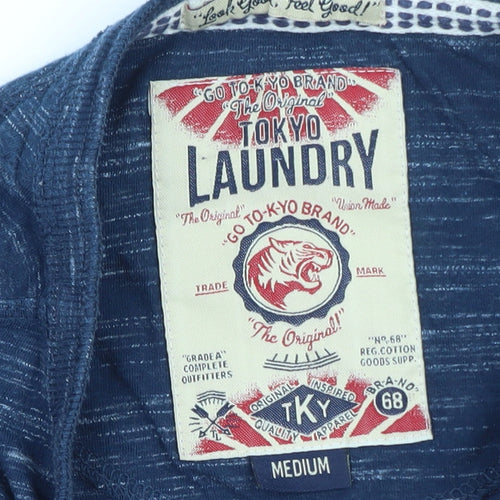 Tokyo Laundry Men's Blue Henley Long Sleeve T-Shirt Size M