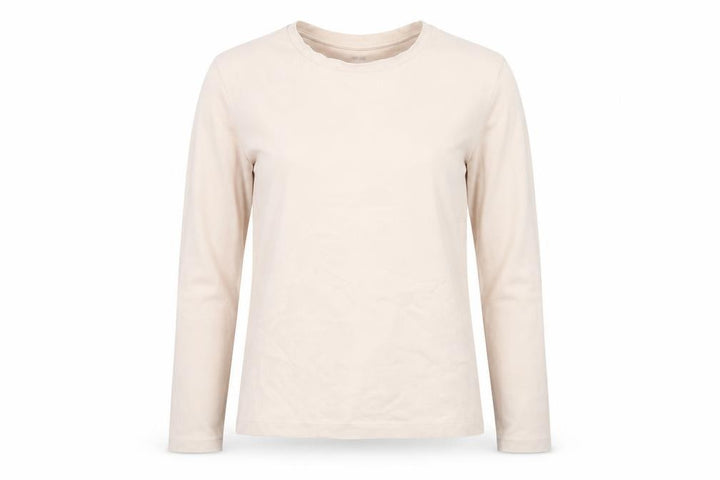 Uniqlo Women's Beige Long Sleeve Cotton Stretch T-Shirt Size S