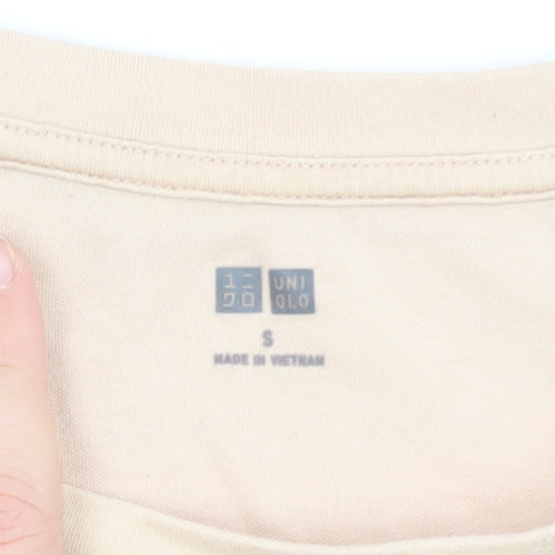 Uniqlo Women's Beige Long Sleeve Cotton Stretch T-Shirt Size S