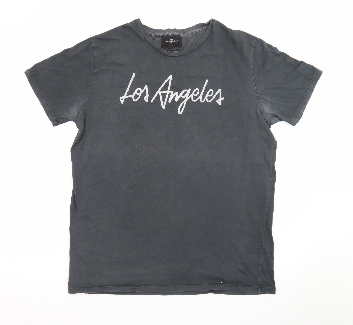 7 For All Mankind Men's Grey Los Angeles Cotton T-Shirt Size L