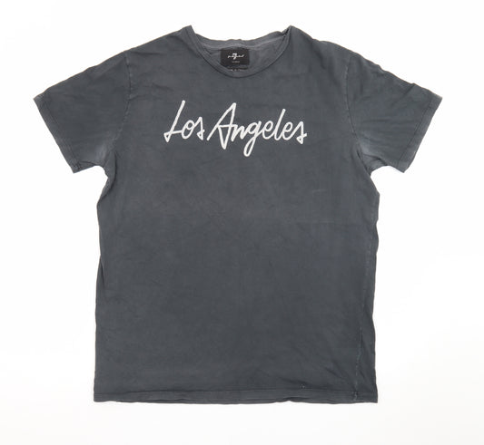 7 For All Mankind Men's Grey Los Angeles Cotton T-Shirt Size L
