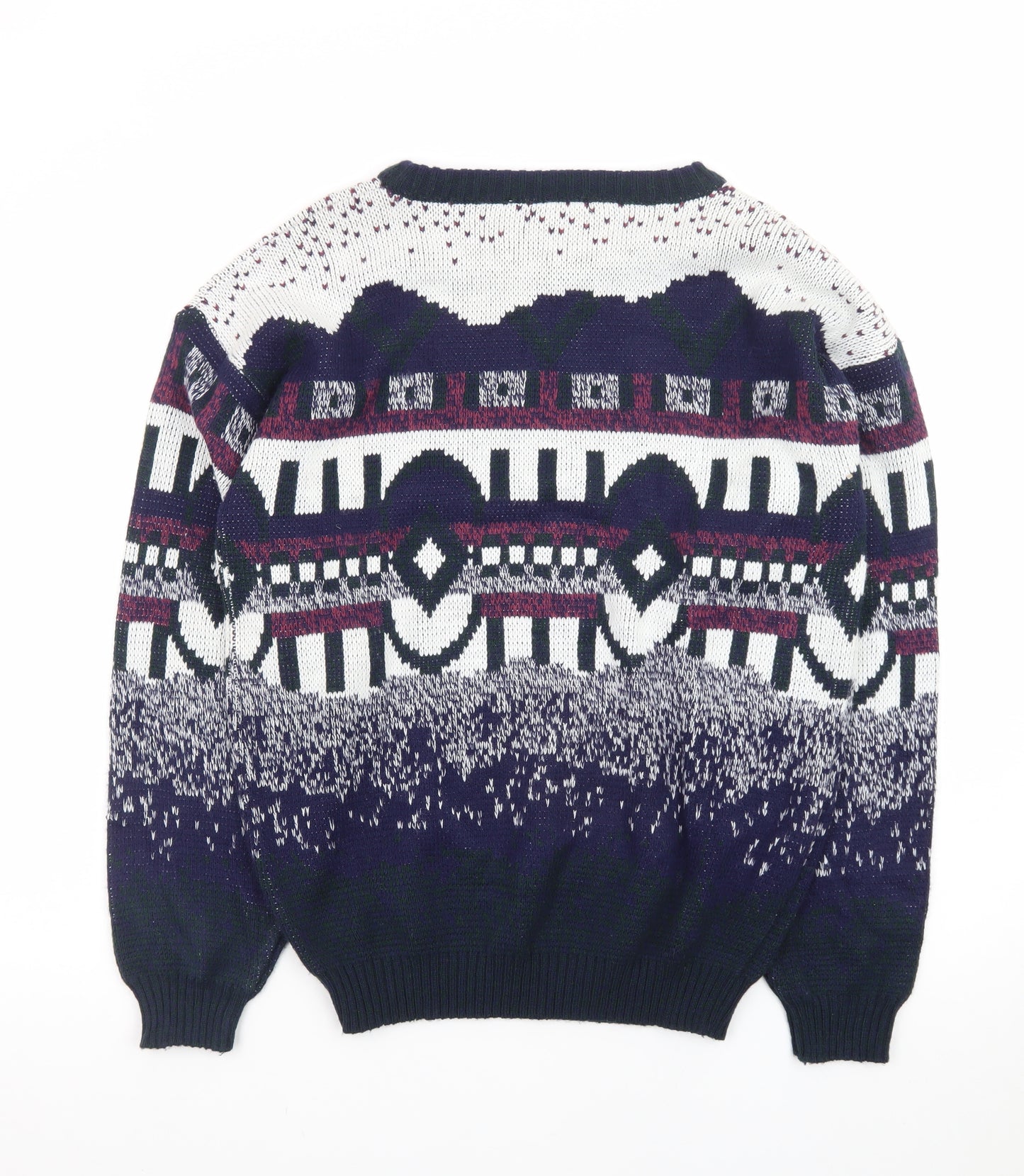 Todays News Mens Multicoloured M Geometric Chunky Knit 80s Jumper