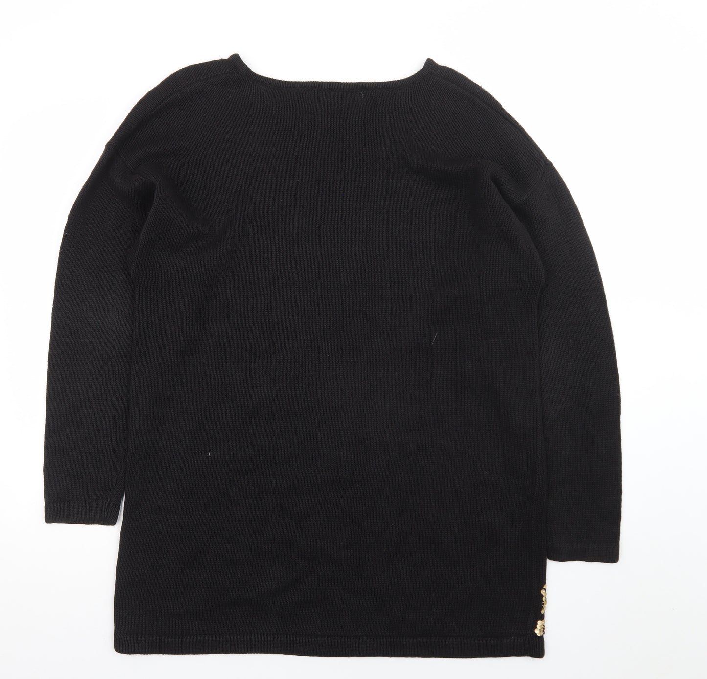 Trimmings Women's Black Sequin Embellished Knit Jumper Medium
