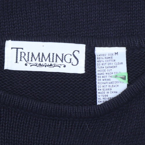 Trimmings Women's Black Sequin Embellished Knit Jumper Medium
