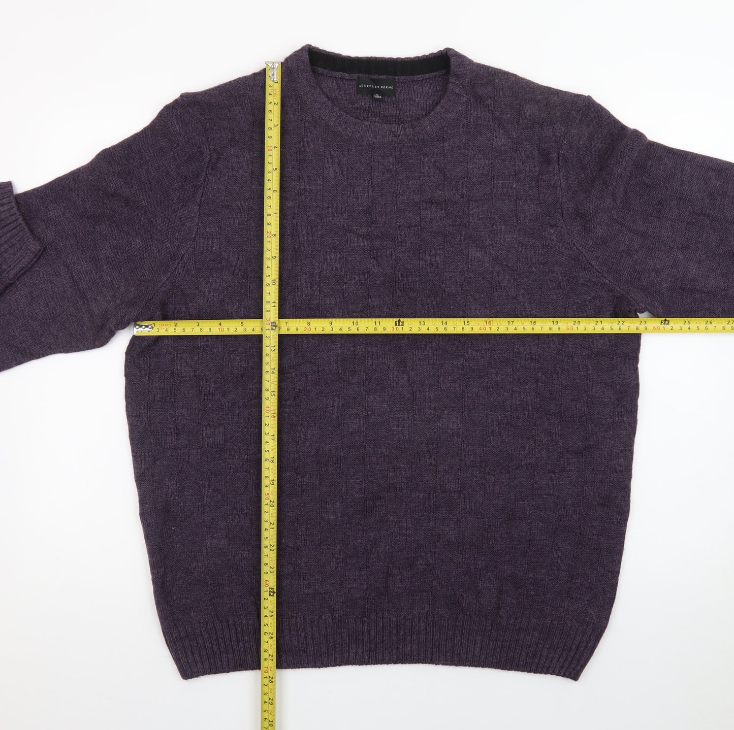 Geoffrey Beene Men's Purple Wool Crew Neck Pullover Jumper L