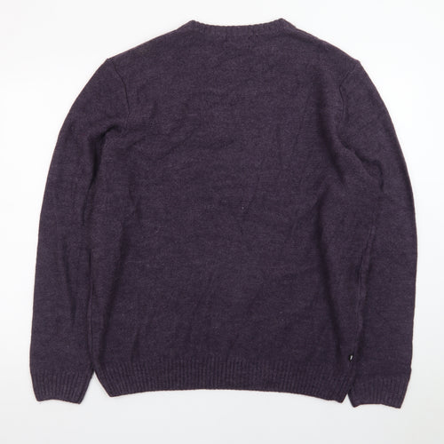 Geoffrey Beene Men's Purple Wool Crew Neck Pullover Jumper L