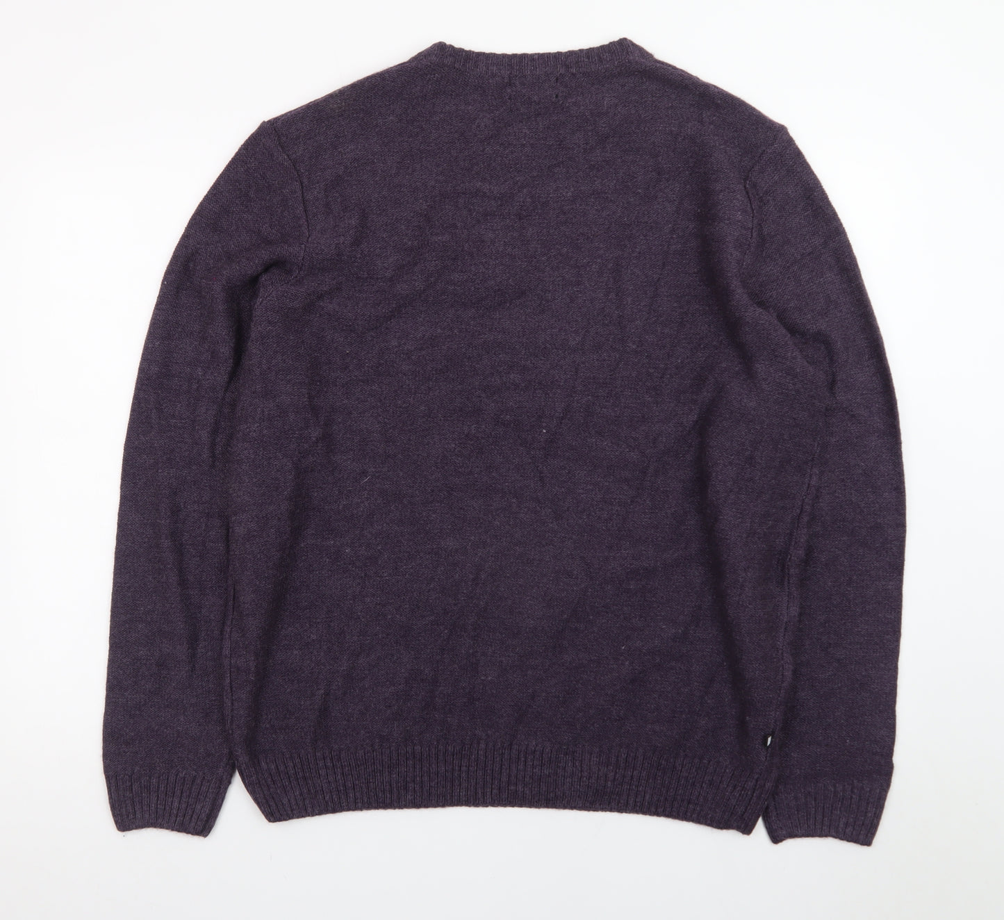 Geoffrey Beene Men's Purple Wool Crew Neck Pullover Jumper L