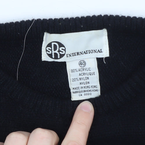 SRS International Women Black Gold Bow Pullover Jumper Size 12