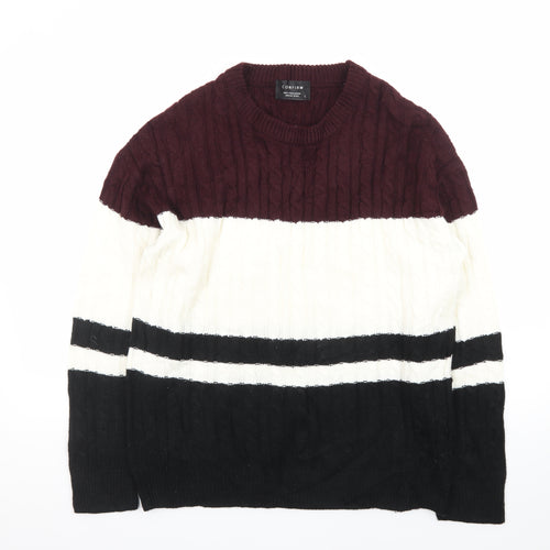 Confirm Men's Multicoloured Cable-Knit Pullover Jumper Size L