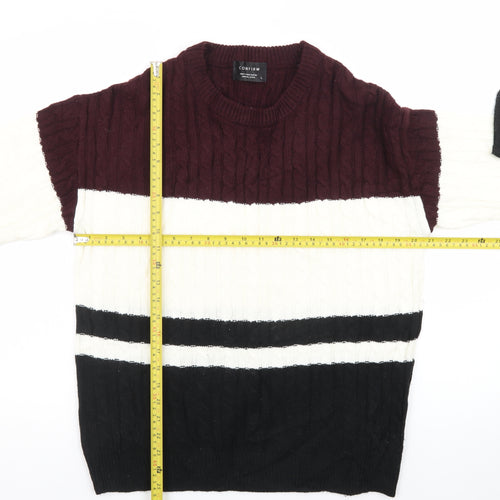 Confirm Men's Multicoloured Cable-Knit Pullover Jumper Size L