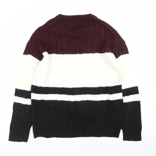 Confirm Men's Multicoloured Cable-Knit Pullover Jumper Size L