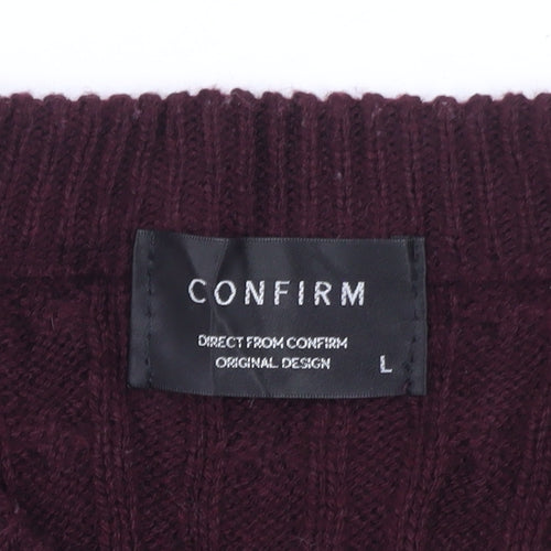 Confirm Men's Multicoloured Cable-Knit Pullover Jumper Size L