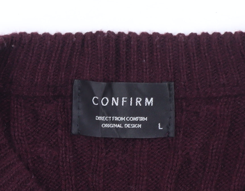 Confirm Men's Multicoloured Cable-Knit Pullover Jumper Size L