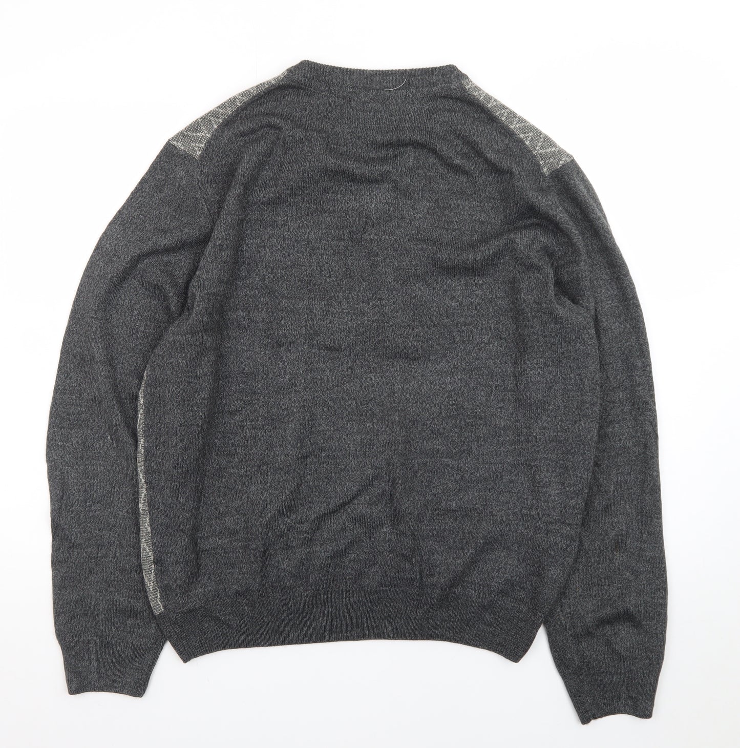 Weatherproof Men's Grey Argyle V-Neck Acrylic Jumper Size L