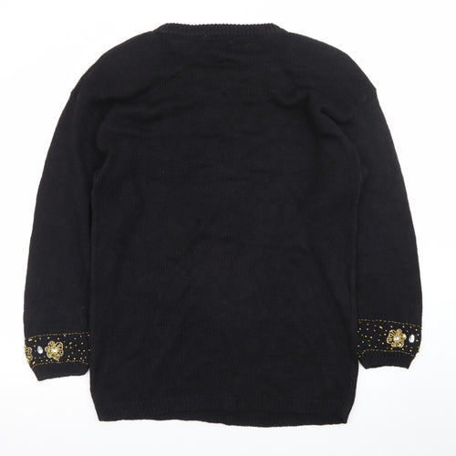 Accessory Lady Women's Black Beaded Knit Shift Dress L Vintage