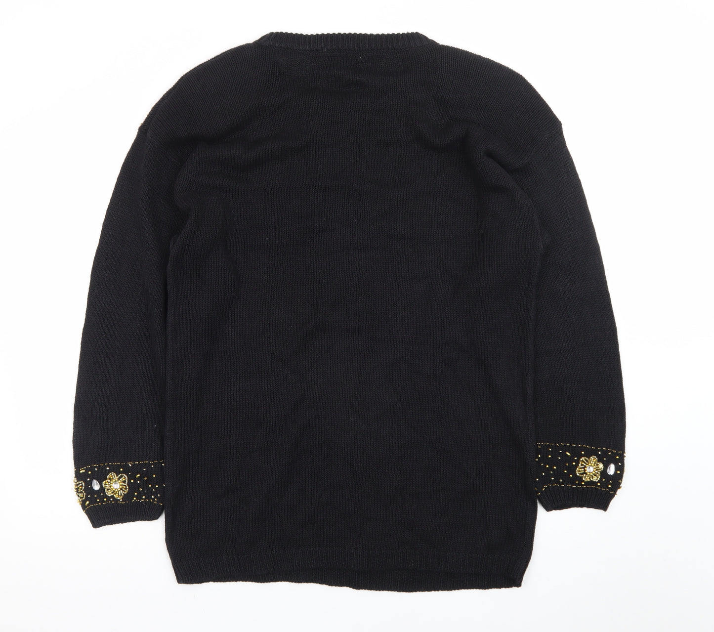 Accessory Lady Women's Black Beaded Knit Shift Dress L Vintage