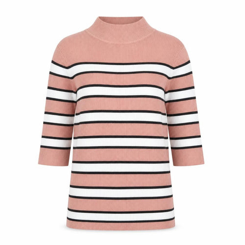 The Slope Women's Pink Striped Mock Neck Knit Top Size L