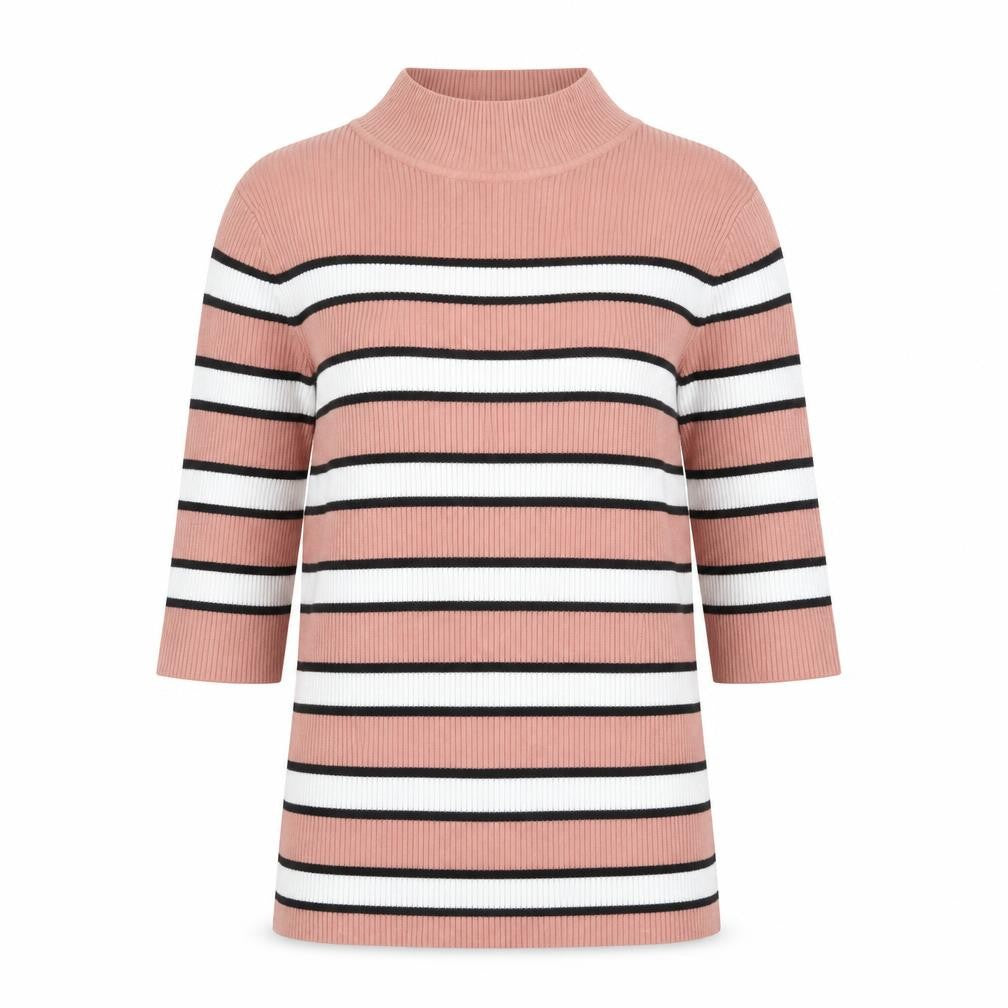 The Slope Women's Pink Striped Mock Neck Knit Top Size L