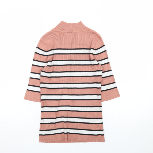 The Slope Women's Pink Striped Mock Neck Knit Top Size L