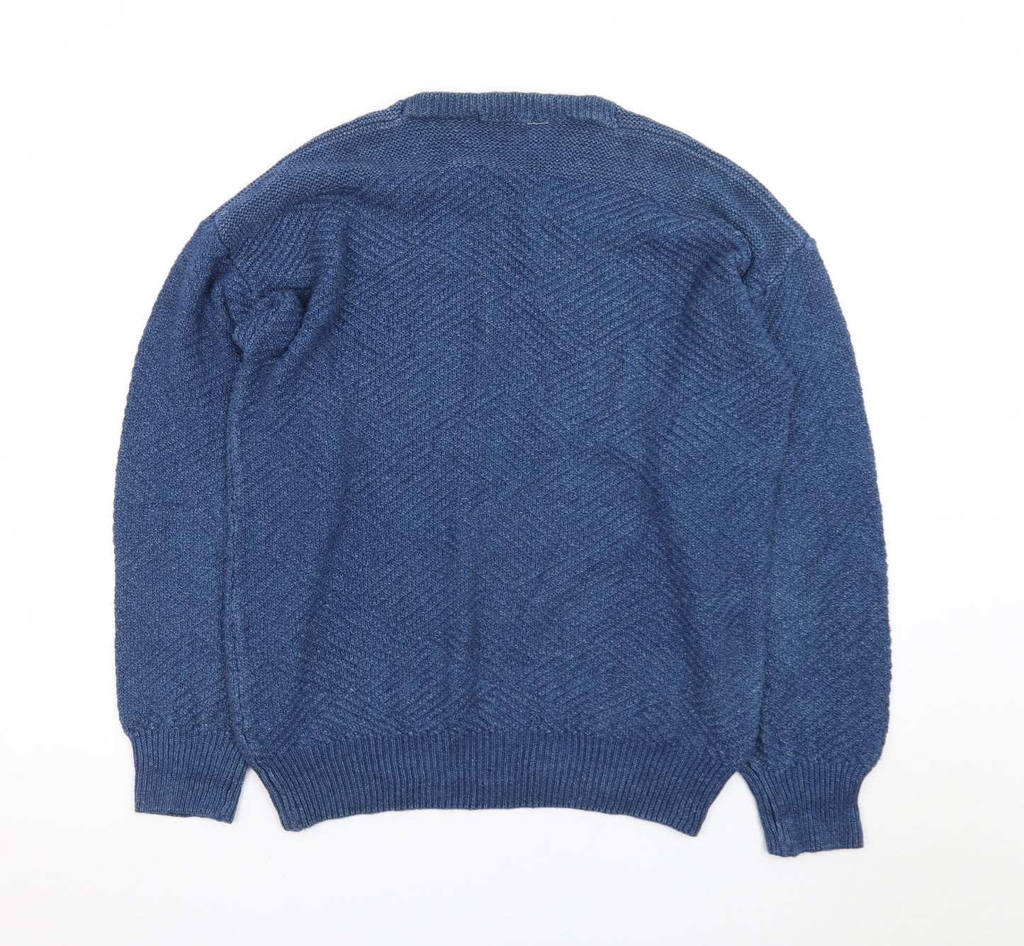 Claiborne Mens Blue Linen Cotton Crew Neck Pullover Jumper L
