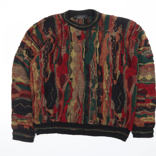 Protege Men’s Multicoloured 90s Retro Knit Chunky Pullover Jumper L